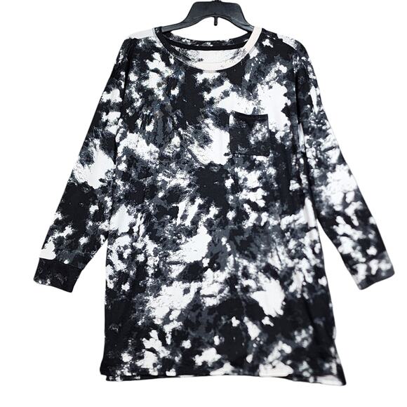 Jenni Supersoft Sleepshirt Nightgown Pajamas White Black Tie dye SZ Small - Picture 1 of 8